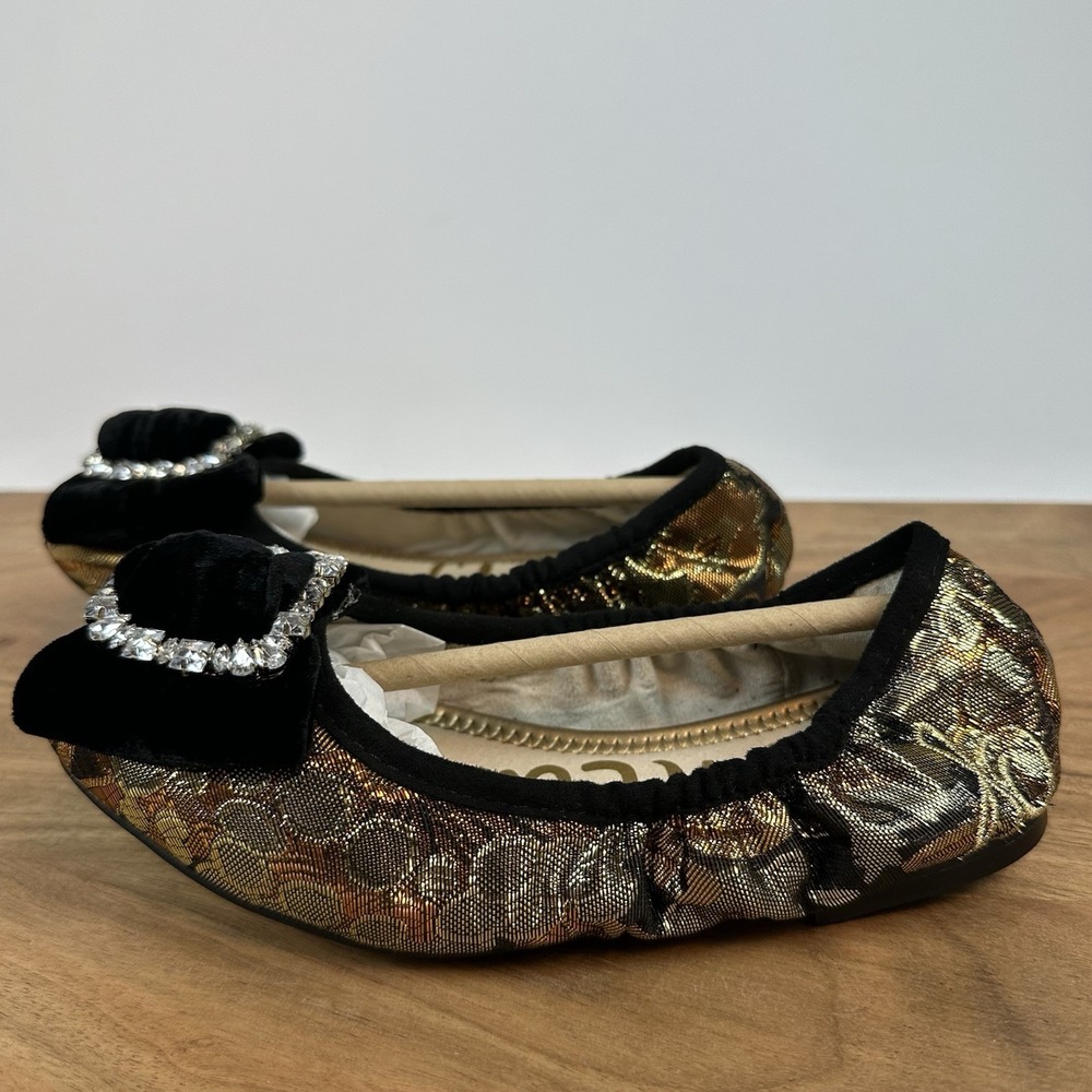 New Big Kids Sam Edelman Farah Bronze Metallic Ballet‎ Flats Shoes Size 1 Y - Picture 4 of 8